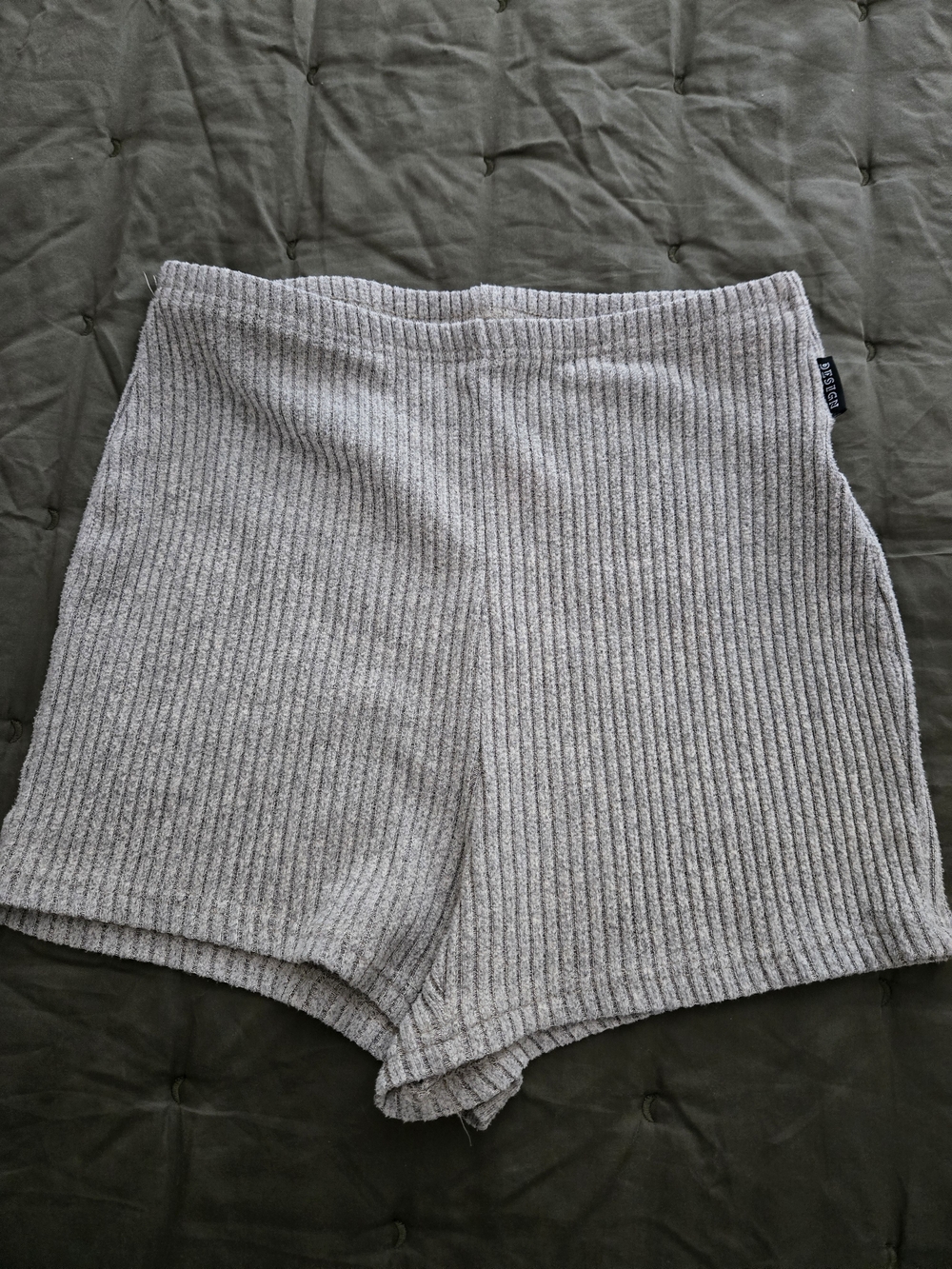 SHEIN High-Waist Ribbed Lounge Shorts - Light Gray